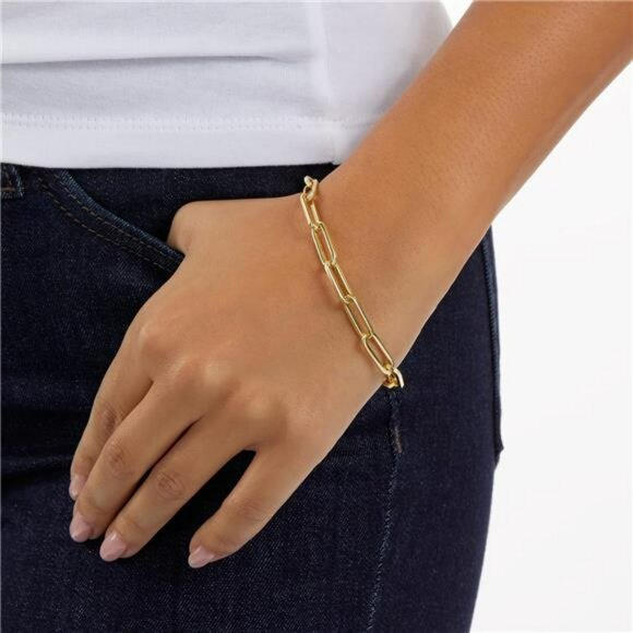 14k Gold Plated Chunky Chain Link Bracelet Paperclip Style Jewelry Gift Women - Picture 2 of 4